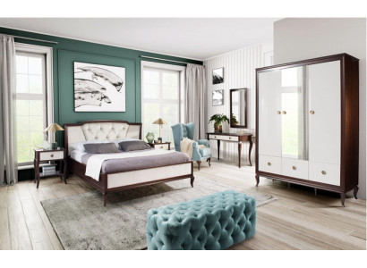 Complete Bedroom Set 4 pcs Design Bed + 2x Bedside Table + Wardrobe
