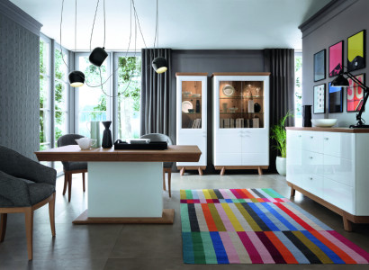 4-piece set: 1 x glass cabinet, 2 x dresser, 1 x dining table. Design living room dining room new.