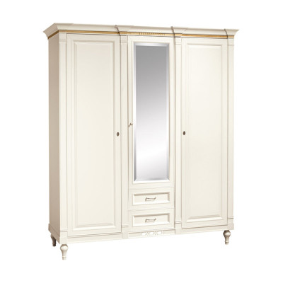 Classic Wardrobe, Solid Wood, Country Style, Large Mirror Wardrobe FL-D4