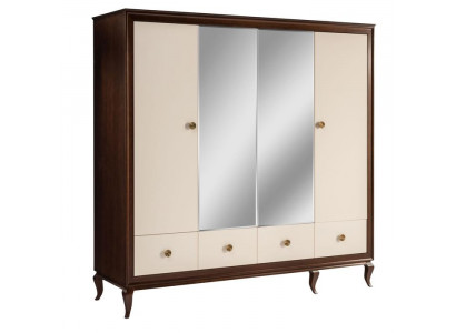 4-door wooden wardrobe with mirror and 3 drawers new