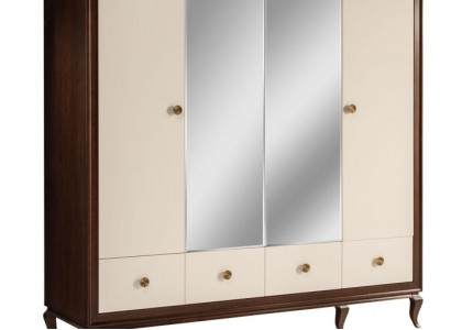 4-door wooden wardrobe with mirror and 3 drawers new