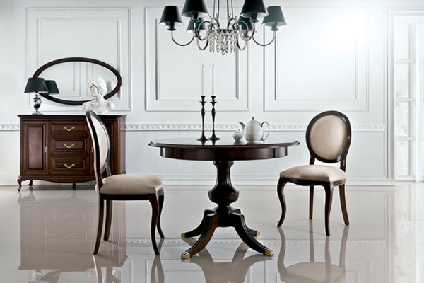 Classic table with 2 chairs Royal chairs tables round table wooden table - Verona