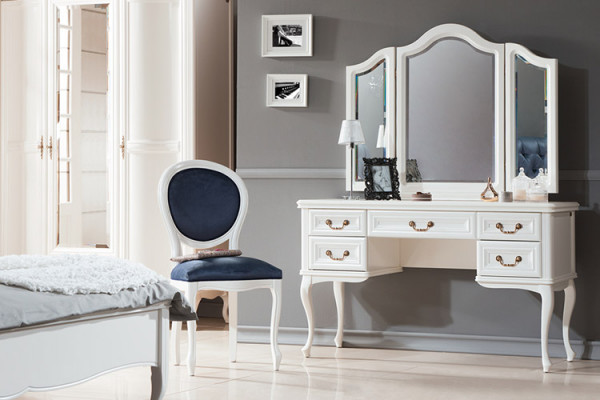 Vanity table with chair, dressing table, dressing dresser, makeup dresser, cosmetic table.