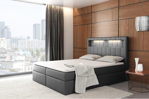 Bed illuminated box spring beds king size velvet hotel new bedroom furniture