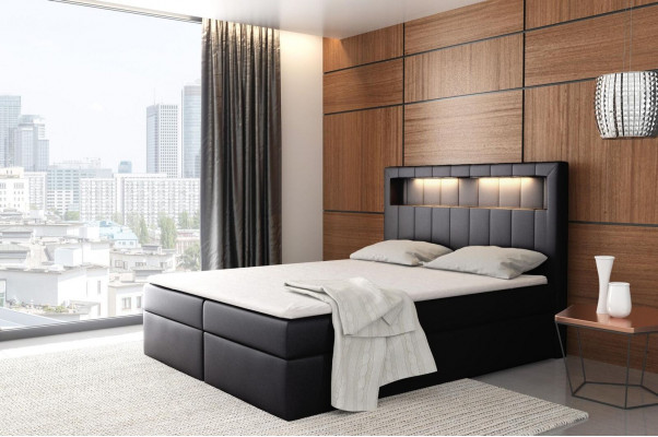 Bed illuminated box spring beds king size velvet hotel new bedroom furniture