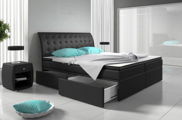 Box spring bed beds bed upholstery faux leather designer hotel double luxury design