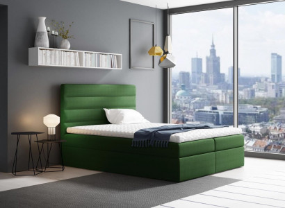 Bed with storage box, double bed, beds, green upholstered bed, box spring bed, double bed, new.