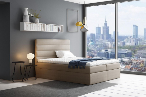 Bed with storage box, double bed, beds, green upholstered bed, box spring bed, double bed, new.