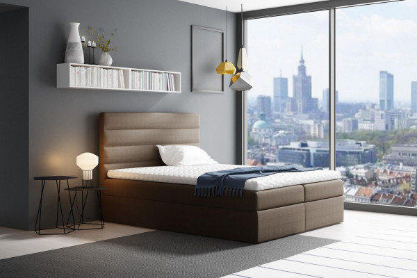 Bed with storage box, double bed, beds, green upholstered bed, box spring bed, double bed, new.