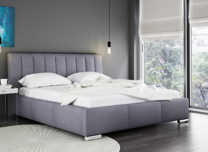 Bed, double bed, furniture, bed frame, fabric, 160x200 textile upholstered bed, gray beds.
