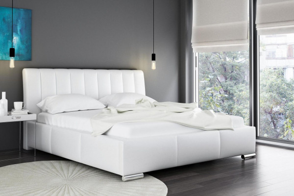Bed, double bed, furniture, bed frame, fabric, 160x200 textile upholstered bed, gray beds.