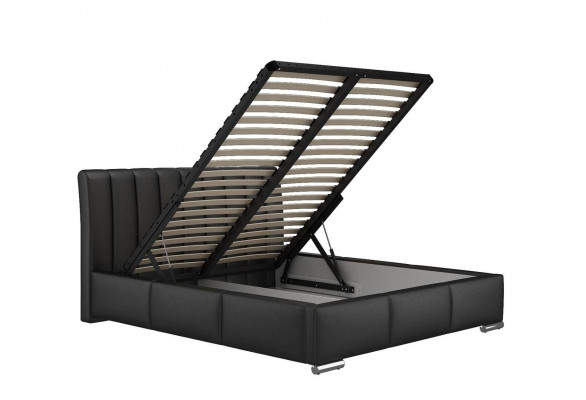 Bed, double bed, furniture, bed frame, fabric, 160x200 textile upholstered bed, gray beds.