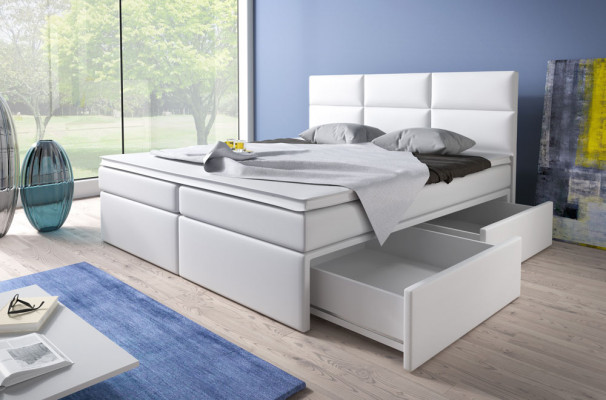Box spring beds, bed upholstery, faux leather, designer hotel double luxury design, new