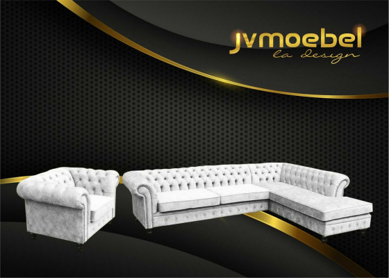 Sectional sofa couch upholstery Chesterfield design luxury furniture suite