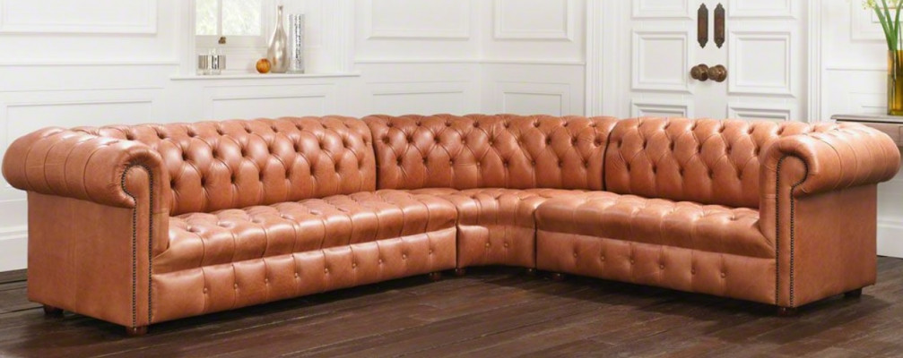 Living area corner sofa Chesterfield leather corner sofa couch upholstery corner.