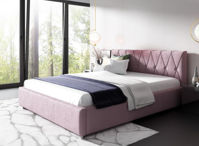 Bed Frame Upholstered Bed Beds Double Hotel 180x200 Bedroom Pink Furniture