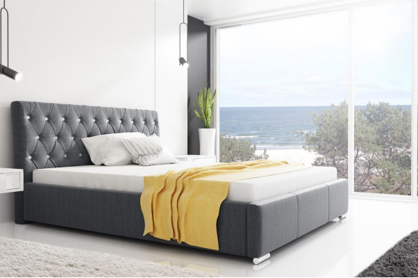 Bed frame bed double bed marital bed bedstead upholstered bed beds 200x200 gray