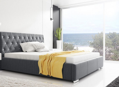 Bed frame bed double bed marital bed bedstead upholstered bed beds 200x200 gray