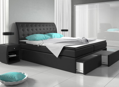 Box spring bed, beds, bed, upholstery, faux leather, designer, hotel, double, luxury design