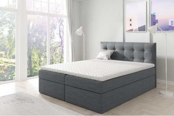 Bed with storage box, double bed, box spring bed, double bed, beds, upholstered bed, white, new