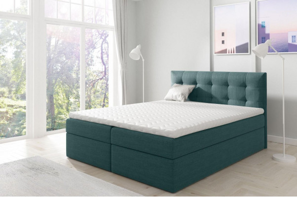 Bed with storage box, double bed, box spring bed, double bed, beds, upholstered bed, white, new