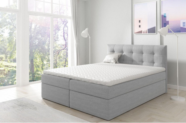 Bed with storage box, double bed, box spring bed, double bed, beds, upholstered bed, white, new