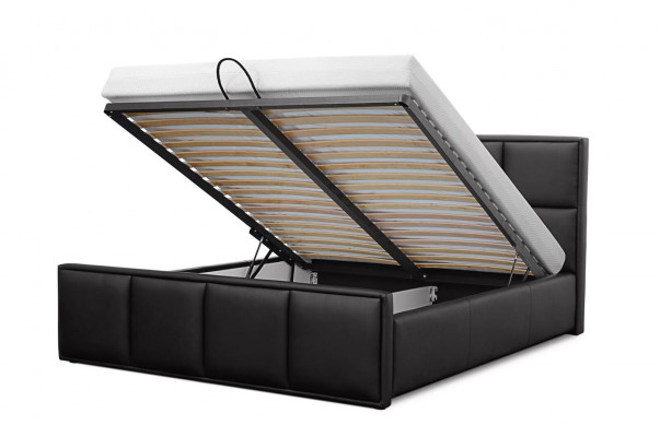 Double bed frame, bed furniture, upholstered bed, beds, polyester, modern black.