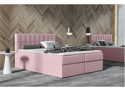 Bed pink fabric box spring bed textile design double hotel modern with storage box