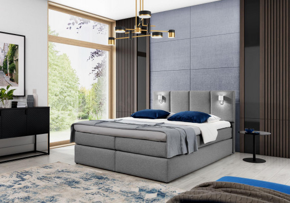 Bed box spring bed bedroom upholstery design double modern fabric 200x200