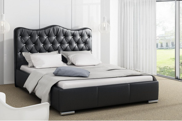 Bed frame beds double bed modern bed faux leather upholstered bed double bed black