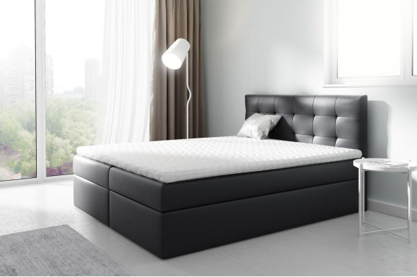 Marital bed, beds, upholstered bed, box spring bed, double bed, bed with storage box, black.