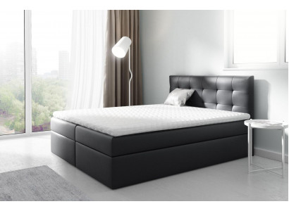 Marital bed, beds, upholstered bed, box spring bed, double bed, bed with storage box, black.