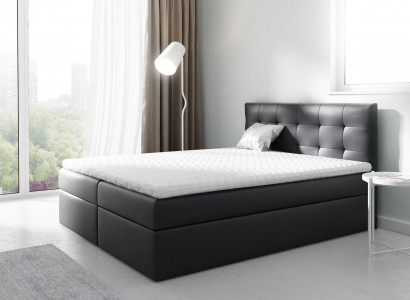 Marital bed, beds, upholstered bed, box spring bed, double bed, bed with storage box, black.