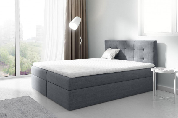 Marital bed, beds, upholstered bed, box spring bed, double bed, bed with storage box, black.