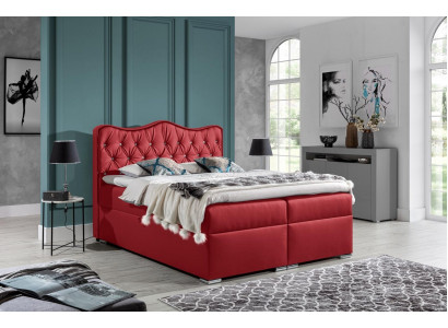 Double bed, bed, box spring bed with storage box, matrimonial bed, beds, upholstered bed, red, new