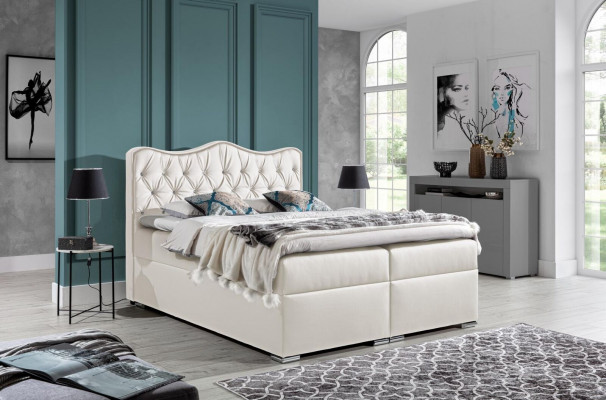 Double bed, bed, box spring bed with storage box, matrimonial bed, beds, upholstered bed, red, new