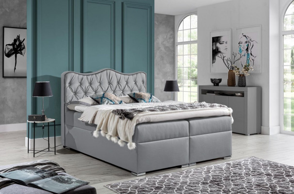 Double bed, bed, box spring bed with storage box, matrimonial bed, beds, upholstered bed, red, new