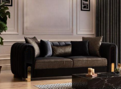 Medusa three-seater sofa 3-seater couches sofas luxury upholstered couch black fabric