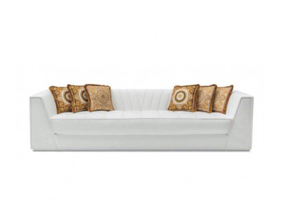 White luxury couch Medusa with golden heads sofa three-seater couches leather