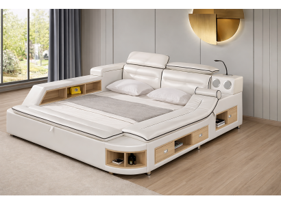 Luxury bed leather beds 180x200 multifunction bedroom lounger