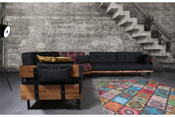Loft Furniture Fabric Sofa Corner Couch Upholstered Corner Suite Couch Suite Textile