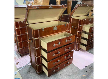 Chest of drawers design furniture loft vintage retro cabinet suitcase leather luxury