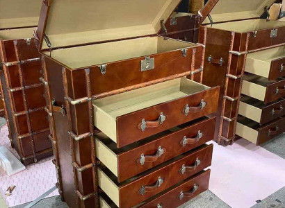 Chest of drawers design furniture loft vintage retro cabinet suitcase leather luxury