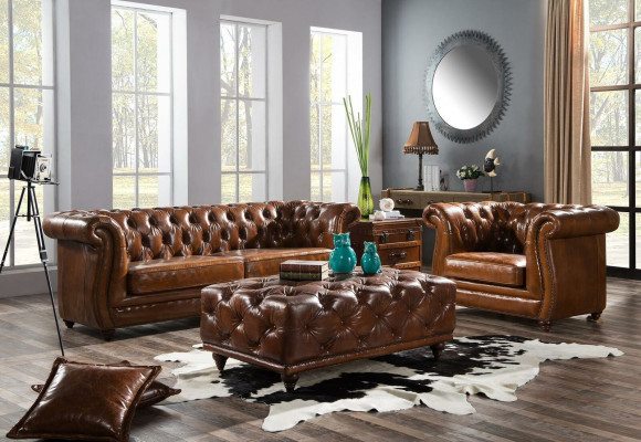 Design club sofa 3-seater sofa leather sofa three-seater vintage leather NEW