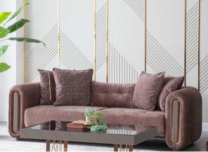 Brown three-seater couch sofa furniture upholstery furnishings couches sofas new