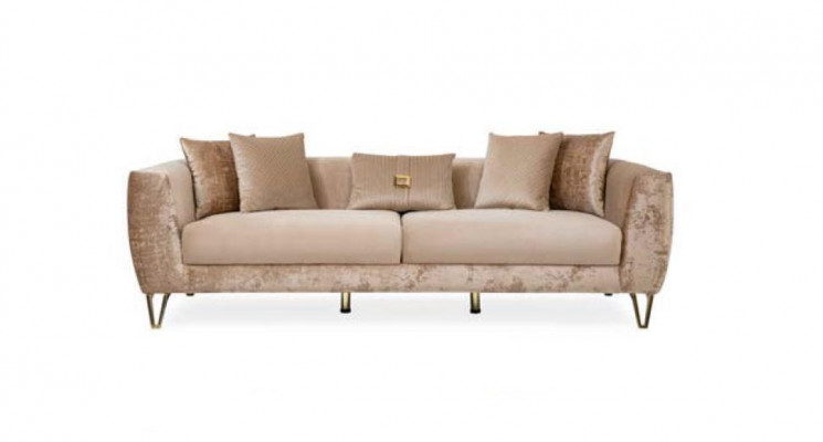 Three-seater couch upholstery beige sofa couches XXL furniture living room fabric