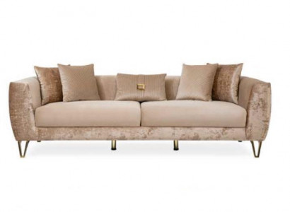 Three-seater couch upholstery beige sofa couches XXL furniture living room fabric