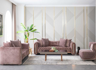 Luxury Sofa Set Brown Couch Textile Sofa Couches Upholstery Group 3+3+1