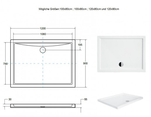 Shower tray Shower basin Shower Acrylic tub Flat Drain fitting Drain
