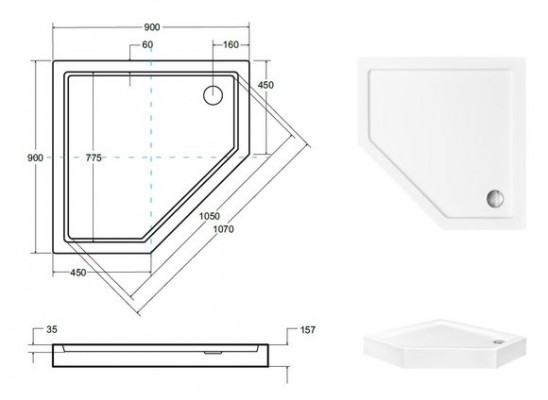 Shower shower tray waste set drain shower tray flat shower tray